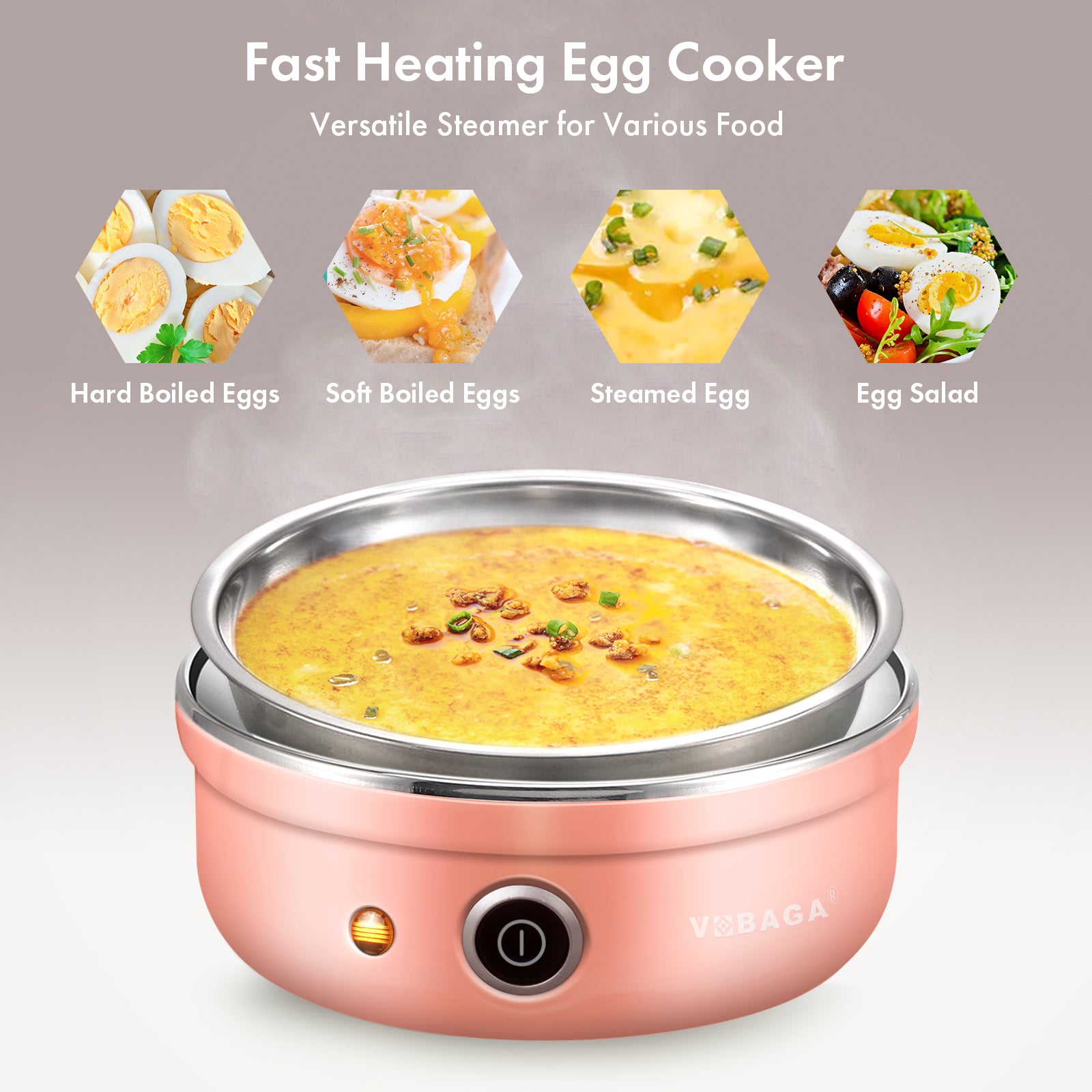 Electric Egg Cooker Rapid Egg Boiler with Auto Shut Off for Soft Stainless Steel Tray