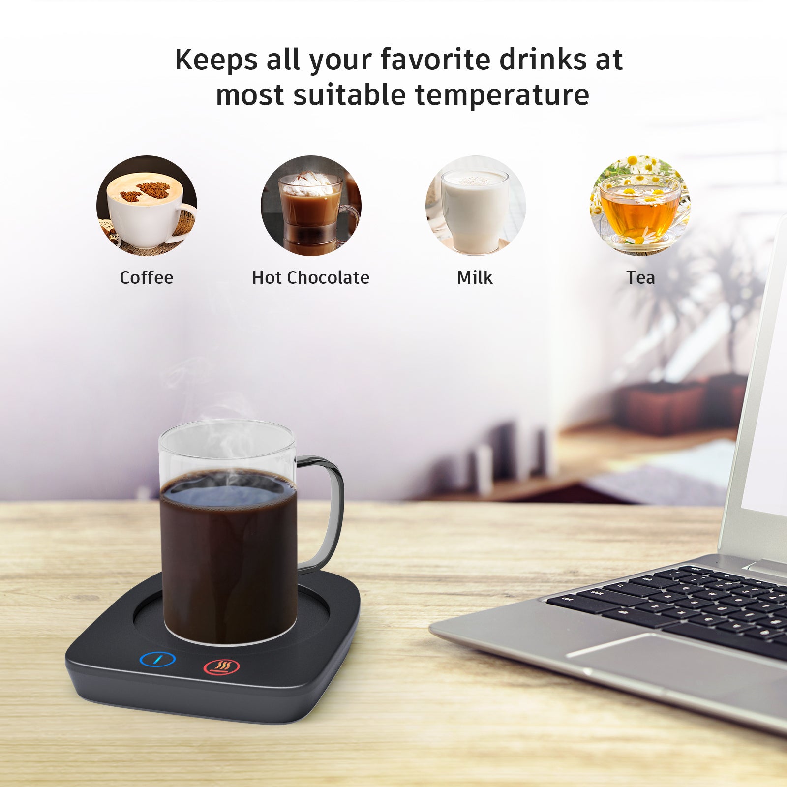 Coffee Mug Warmer+Cup Set Electric Warmer Smart Coffee Warmer Plate Auto Shut Off