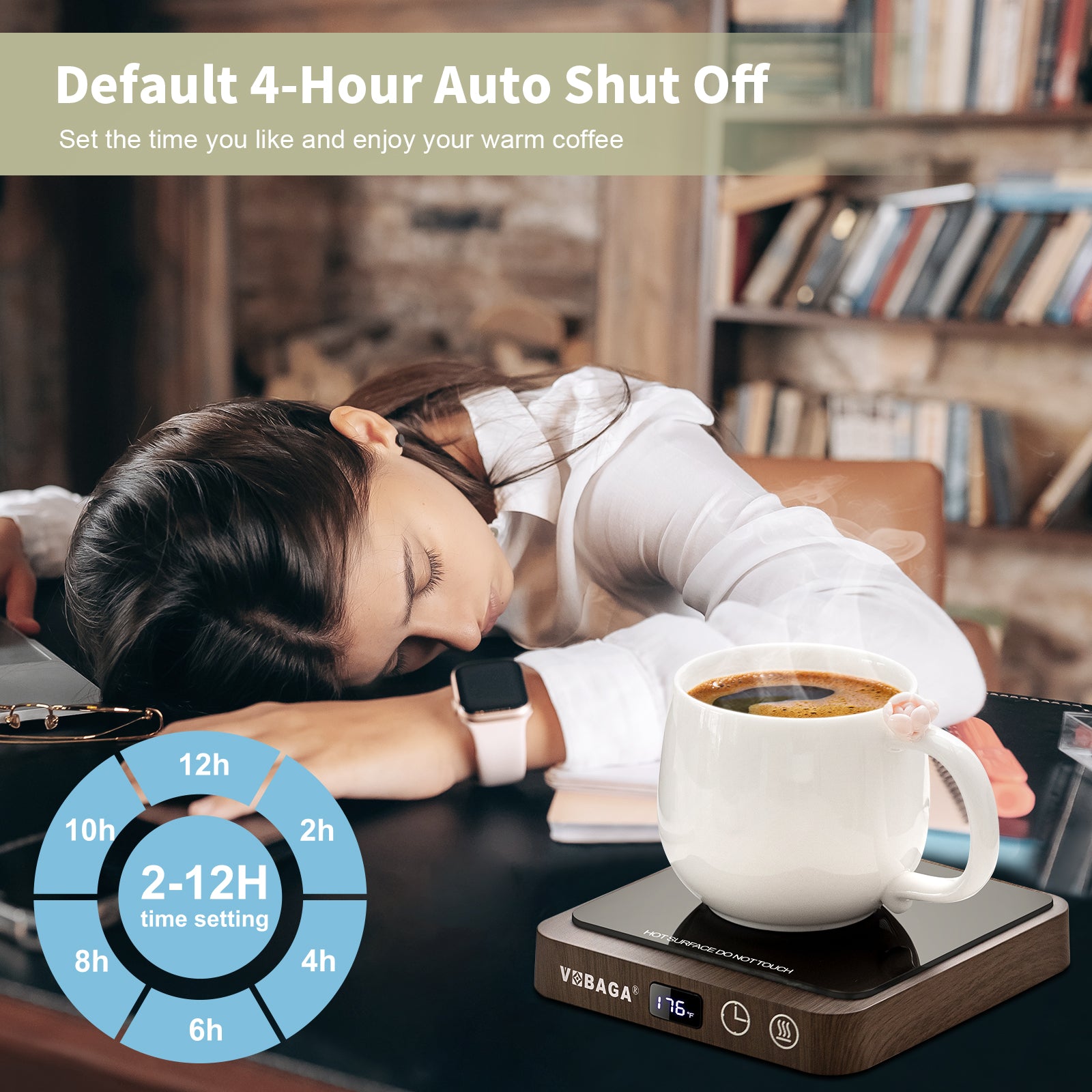 VOBAGA Coffee Mug Warmer & Electric Beverage Warmer with 5 Temperature Settings, Coffee Warmer with Digital Display Auto Shut Off (No Cup)