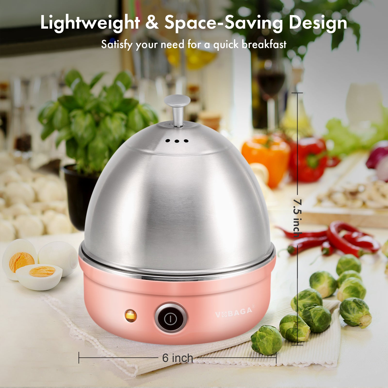 Pink Electric Egg Cooker 7 Egg Capacity Boiler Maker Eggs Steamed with Egg Piercer