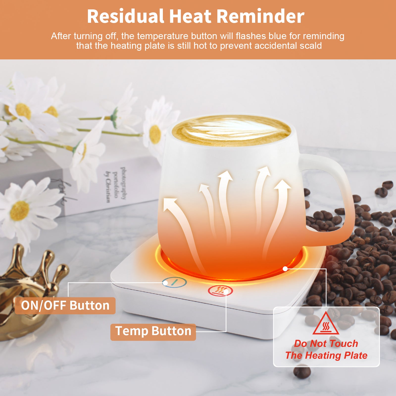 Vobaga Coffee Cup Warmer for Coffee Milk Tea, Candle Wax Cup Warmer Heating Plate